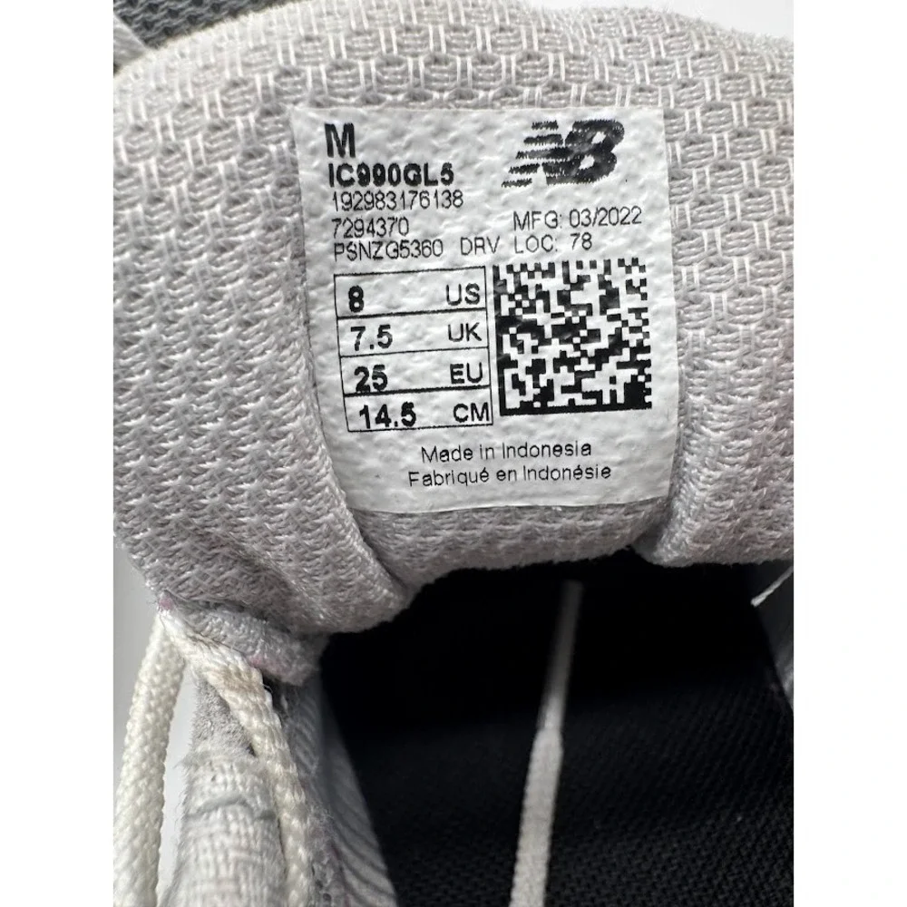 New Balance 990v5 Kids Sneakers Gray Suede Mesh Running Shoes US 8 EU 25